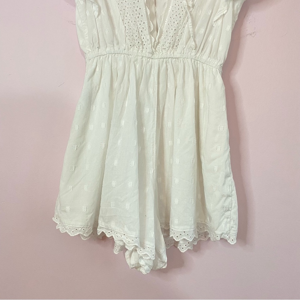 American Eagle Eyelet Pattern Lace White Romper S… - image 8